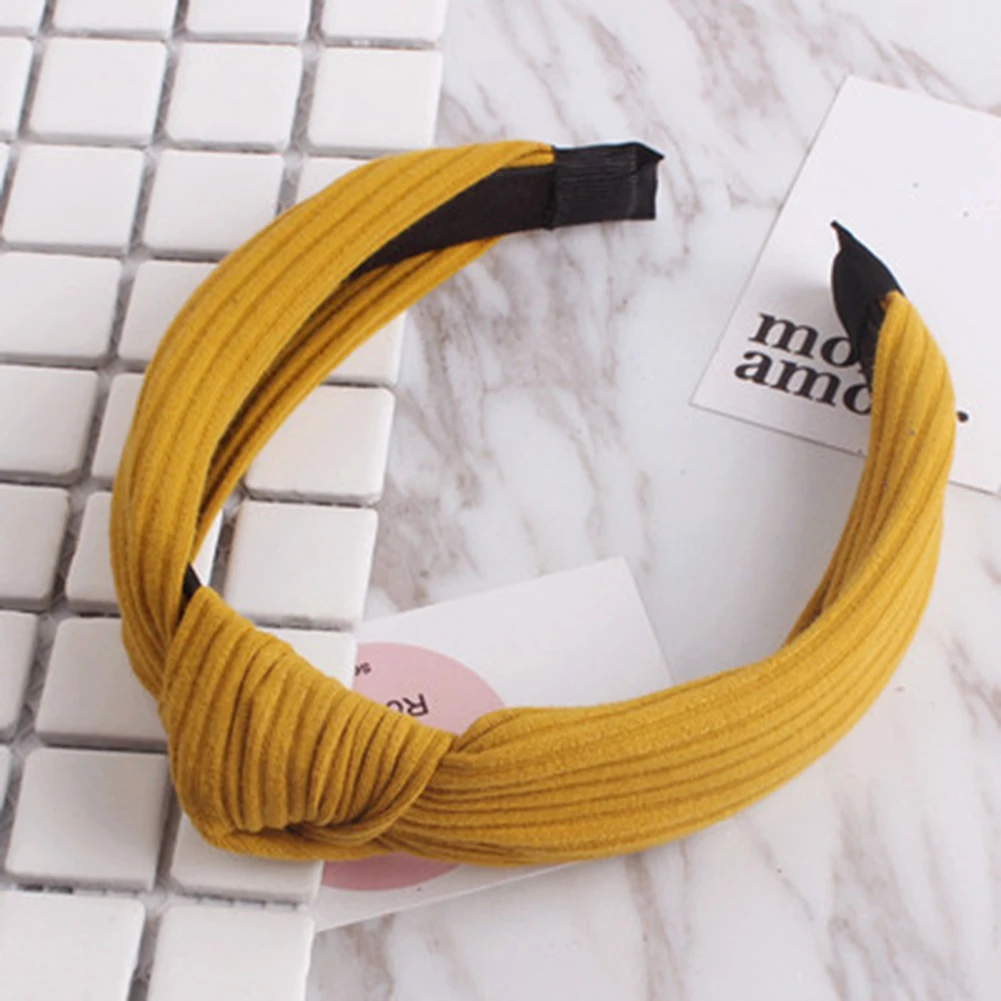 

New Solid Color Headband Knot Hair Hoop for Women Simple Cotton Fabric Cross Pearl Girls Hairband Hair Accessories Hairband