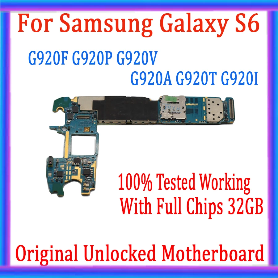 С полными чипами для материнской платы Samsung galaxy S6 G920F G920V G920I 32 ГБ оригинальная