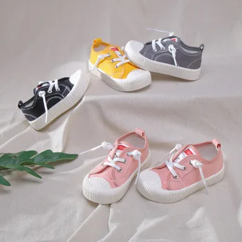 

Kids Casual Shoes Solid Color Boys Shoes Slip on Girls Canvas Shoes Anti-kick Children Sneakers Soft Bottom Student School Shoes
