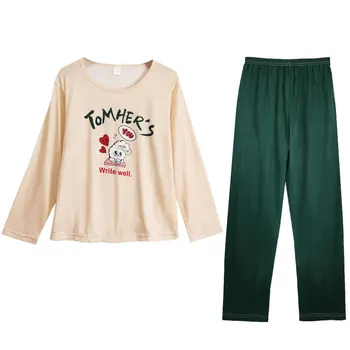 

Autumn Women Long Sleeve Pajamas Set Large Size 2 Piece Pyjamas Suit Winter Cartoon Rabbit Print Sleep Wear Winter Home Suit