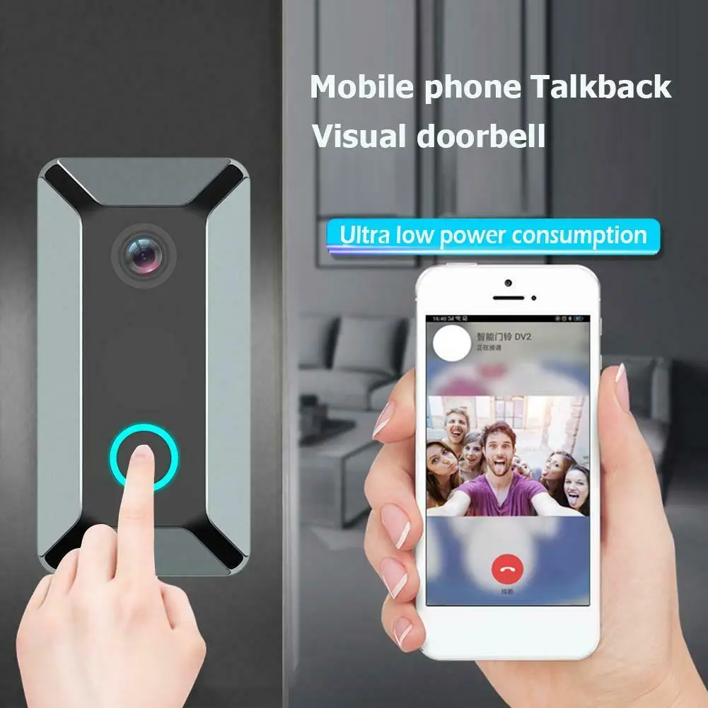 Черный, серебристый Универсальный беспроводной умный WiFi дверной звонок с поддержкой ИК Видео кольцо камера домофон безопасная домашняя