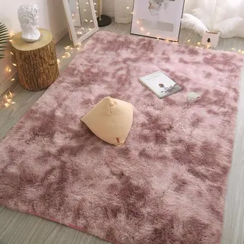 

Bedroom Bedside Carpet Living Room Coffee Table Sofa Floor Mat Solid Color Plush Thickened Washed Silk Hair Non-Slip Blanket