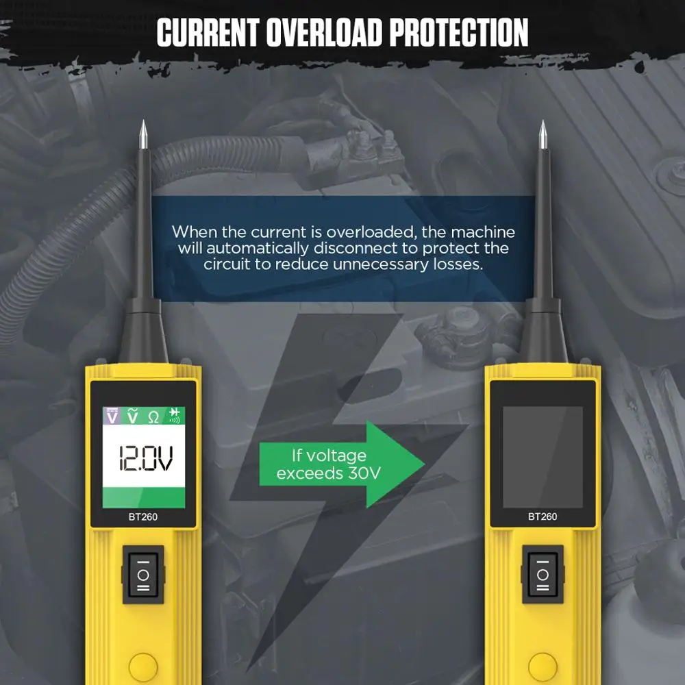 AUTOOL BT260 автомобильный тестер электрической цепи датчик мощности Автомобильный