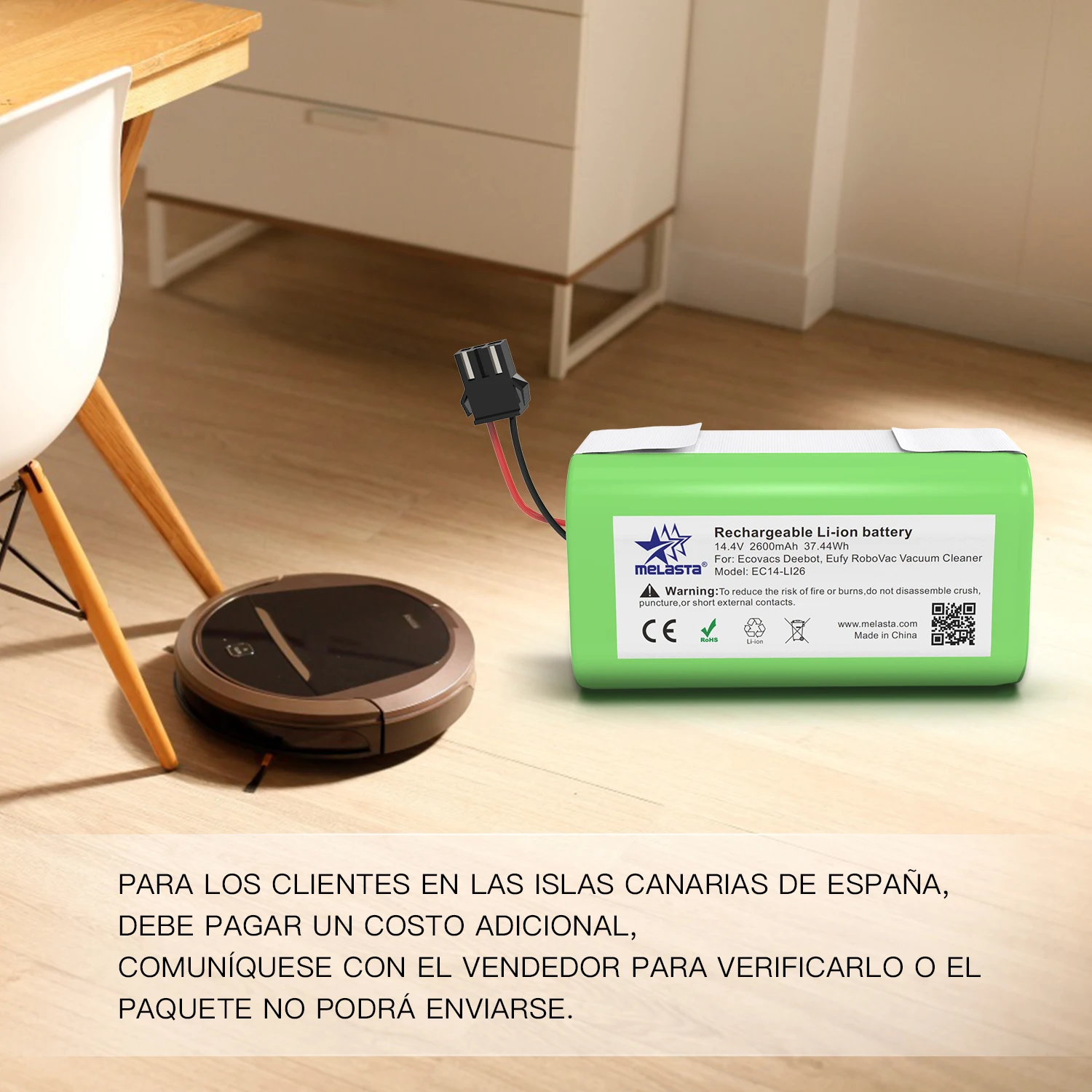 Bateria para Conga Melasta Li-ion Excelência 990 1090 Ecovacs Deebot N79s N79 Dn622 Eufy Robovac 11 11s 12 35c X500 14.4v 2600mah - Image 6