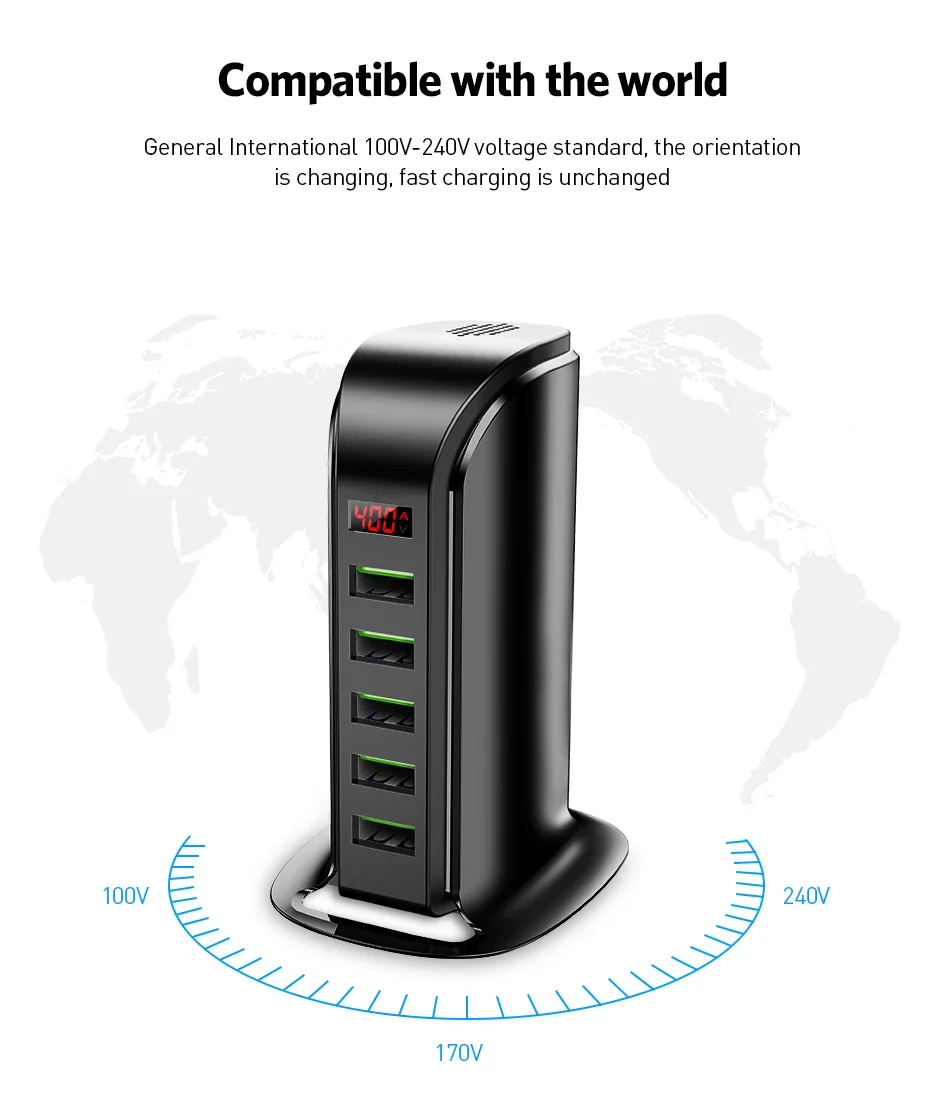 Зарядное устройство концентратор светодиодный дисплей док-станция для зарядки с USB универсальный мобильный телефон Настольный настенный домашний зарядное устройство s 5 порт мульти