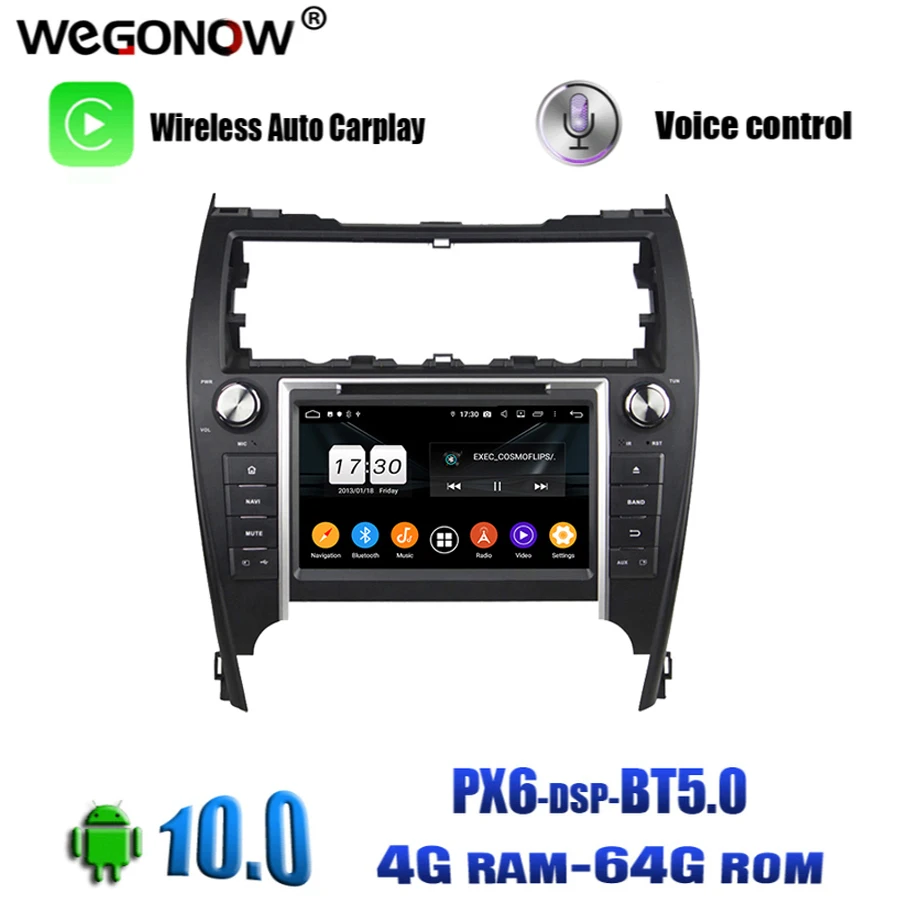 Автомобильный DVD-плеер PX6 DSP IPS Android 10 0 64 ГБ ROM Wifi Bluetooth5.0 RDS радио GPS карта для Toyota CAMRY