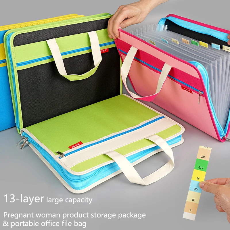 

13th floor Durable book A4 document bag Pregnancy report file folder holder bag with handle zip closure handbag Organ bag