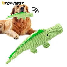 Pet Dog Chew Toy Plush Crocodile Shape Green Color Squeaky Toys For Medium Large Dogs Outdoor Interactive Training Dog Supplies