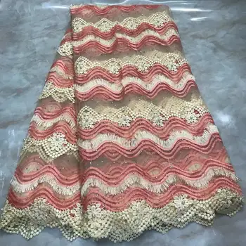 

pink African Laces Embroidered Nigerian Laces Fabric High Quality Dubai French Mesh Lace Fabric 5 Yards FW-121