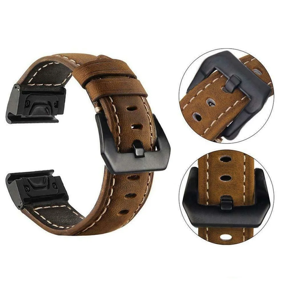 

Fenix 6 Wristband 22mm Quick Fit Genuine Leather Watch Band Strap for Garmin Fenix 5/5 Plus/Forerunner 935/Instinct