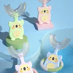 Food Grade Material Handheld Baby Kids U-shape Baby Toothbrush Teeth Cleaner Children Silicone Toothbrush Oral Care