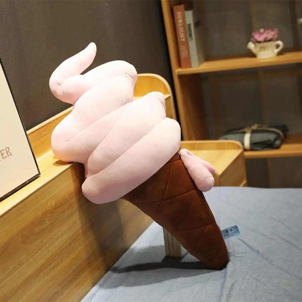 70cm Pink 3D конусная подушка для мороженого, похожая на фруктовое мороженое, плюшевая подушка, пищевая подушка для сна - Цвет: 70cm Pink