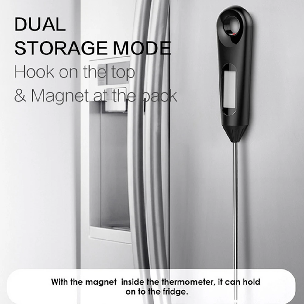 

2-in-1 LCD Display Eggbeater Thermometer Low Power Egg Beater High Accuracy Long Probe Food Thermometer