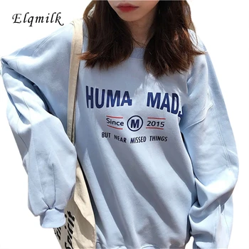 

Ins Letter Printing Loose Round Neck Long Sleeve Women Sweatershirt BF Korean Hoodies Autumn Ladies Kpop Sudadera Mujer