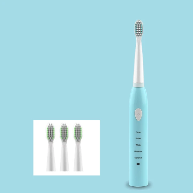 Ultrasonic Sonic Electric Toothbrush Rechargeable Tooth Brushes Washable Electronic Whitening Teeth Brush Adult Timer Brush blue no box