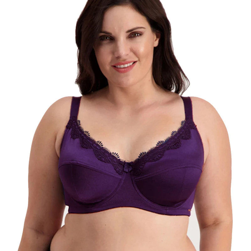 Mierside 953 Plus Size Bra With Solid Embroidery Women Soft Underwear Silk Lingerie Big Bralette Everyday 36-46C/D/DD/DDD/E/F/G