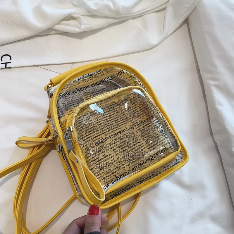 

2019 Transparent Backpack Bags for Women Letter Printed Small Backpacks Female Rucksack Back Shoulder Bag