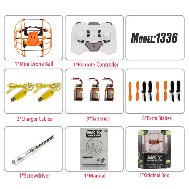 Дрона с дистанционным управлением мяч игрушка мини-Дрон Квадрокоптер Скайуокер 1336 2,4 ГГц 4CH Летающий шарик 3D флип-ролик беспилотный Радиоуправляемый вертолет, игрушки - Color: orangeO3