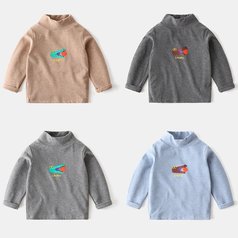 Осенне-зимняя одежда для маленьких мальчиков Детские топы с рисунком динозавра