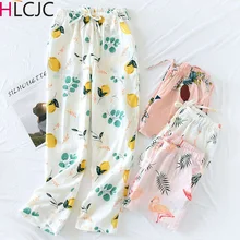 Мягкие удобные женские длинные хлопковые газовые Пижамные Штаны домашние штаны женские весенне-летние хлопковые пижамы штаны для сна