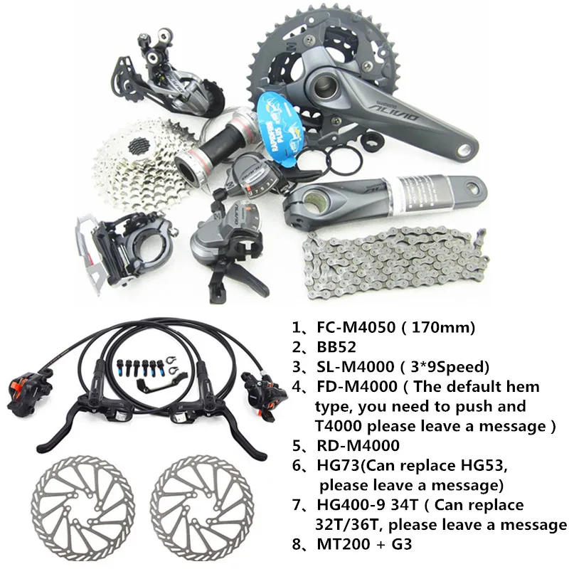 SHIMANO ALIVI0 M4000/M4050 9-27-скорость горный велосипед Велосипеды переключения комплект добавлена BR-M4050+ RT56/MT200+ G3 абсолютно origi