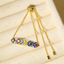 Baoyocn высокое качество 925 пробы Серебро Желтое золото цвет многоцветный Циркон полосы прямой Племенной браслет для женщин маны ювелирные изделия