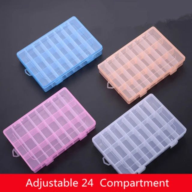 24 Grids Transparent Plastic Embroidery Floss Storage Box Floss Bobbins  Beads Storage Organizer