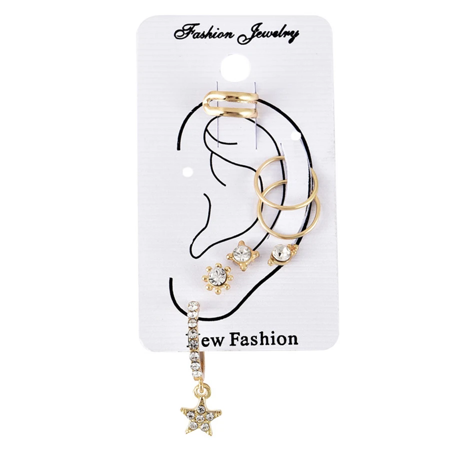 Starbeauty, 8 шт., кристалл, звезда, шпилька, пирсинг для ушей, Orelha Helix, трагус, пирсинг, Oreja, поддельные пирсинг, кольцо для носа, манжета, поддельные серьги, набор