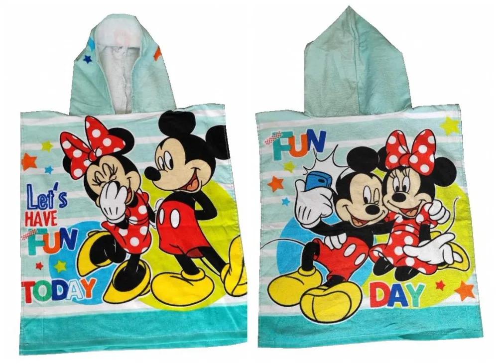 blue mickey Розовое милое банное полотенце с Минни Маус для маленьких девочек 0-3 лет, пляжное полотенце с капюшоном, летнее купальное полотенце-накидка - Цвет: blue mickey