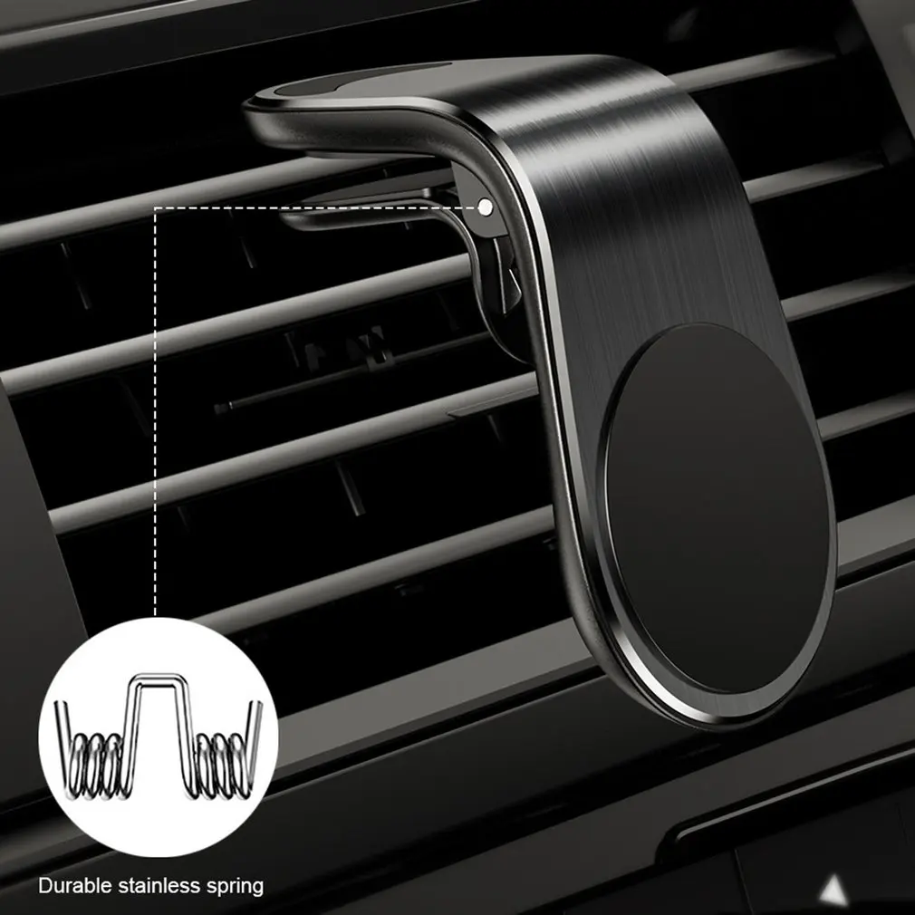 

L-Shaped Magnetic Phone Holder Abs+Magnet Air Vent Stand Mount Holder Universal For Mobile Cell Phone