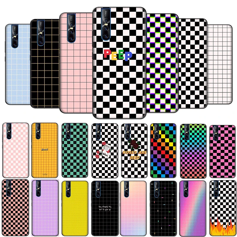 Black and white chess board Soft Case for VIVO Y95 Y93 Y91 Y75 Y79 Y85 Y89 V5S V9 V11 V7 V15 Pro Plus Cover | Мобильные телефоны и