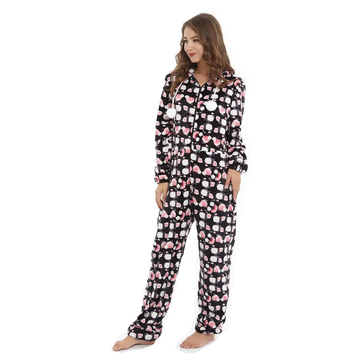 Новая женская пижама-Ползунки Kigurumi Удобная фланелевая теплая и мягкая Пижама с капюшоном для дома