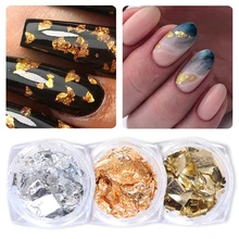 6 коробок Золотой Серебряный ноготь художественная фольга бумага неправильные Алюминиевые наклейки для ногтей для маникюра украшения для ногтей