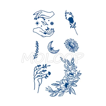 

Juice Tattoo Sticker Moon Planet Flower Hands Waterproof Temporary Makeup Fake Tattoos for Woman Men Art Lasting To 5 -15 Days