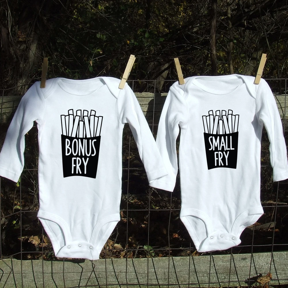 Twins Baby Pregnancy Announcement Gender Reveal Long Sleeve Bodysuit Baby Shower Gift Newborn Boys Girls Twin Playsuit Drop Ship Baby Bodysuits for boy