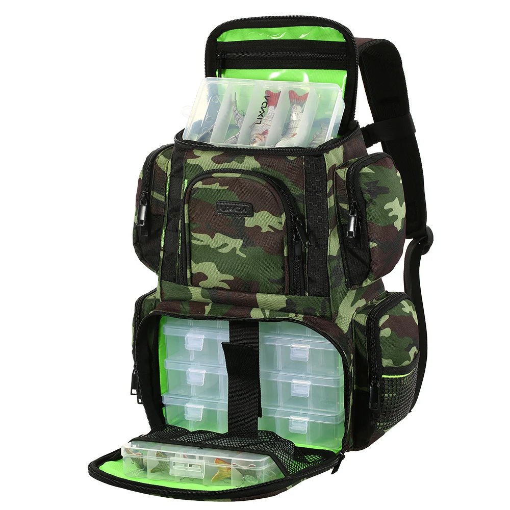 

Lixada Fishing Tackle Bag Backpack Fishing Lures Bait Box Storage Bag 4 Fishing Tackle Boxes Large Military Army Camping Bags