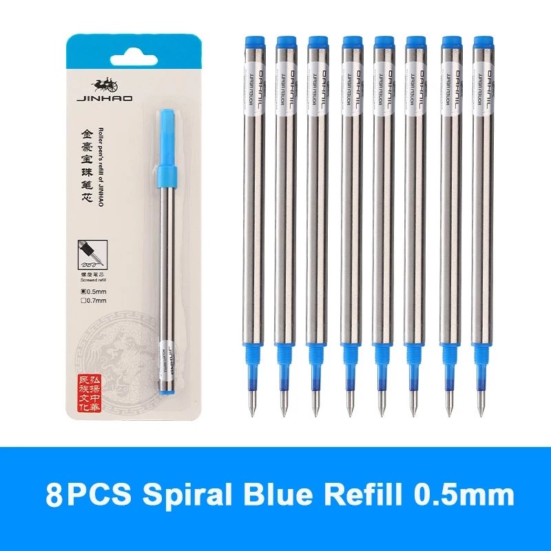 8PCS Set Jinhao Ballpoint Pen Refill 0.5mm 0.7mm Nib Black/Blue Ink Original refill for Writing Accessories School Stationery