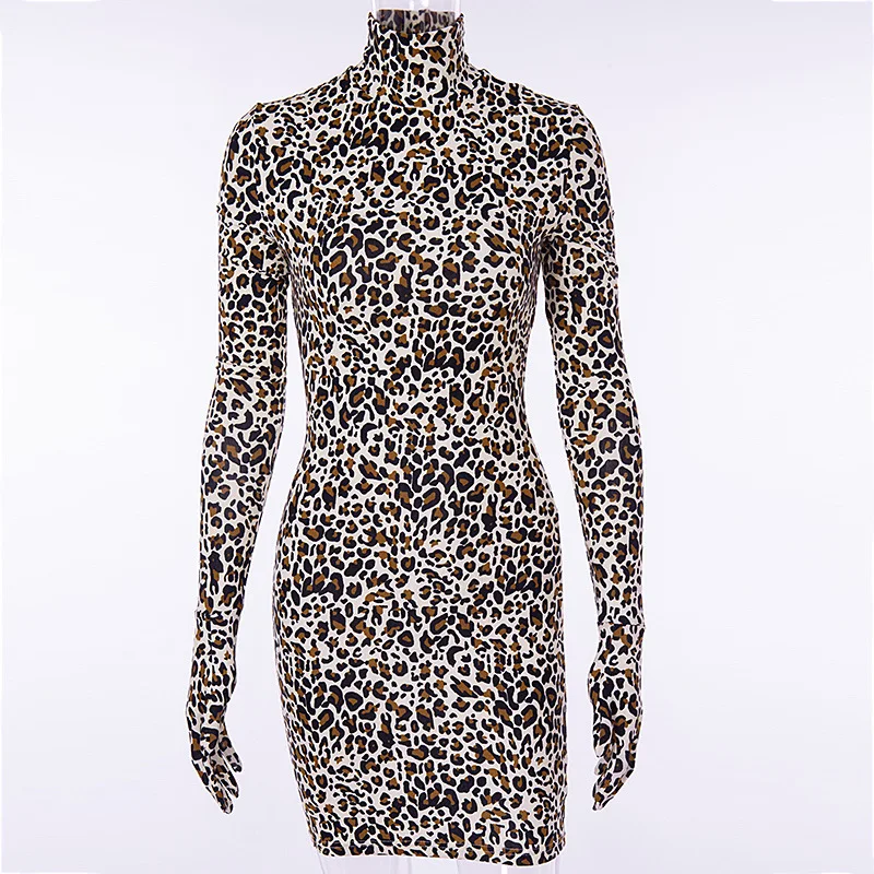BOOFEENAA облегающее мини-платье с длинным рукавом и принтом Cheetah, винтажные Сексуальные вечерние платья для ночного клуба, Осень-зима C66-AZ57
