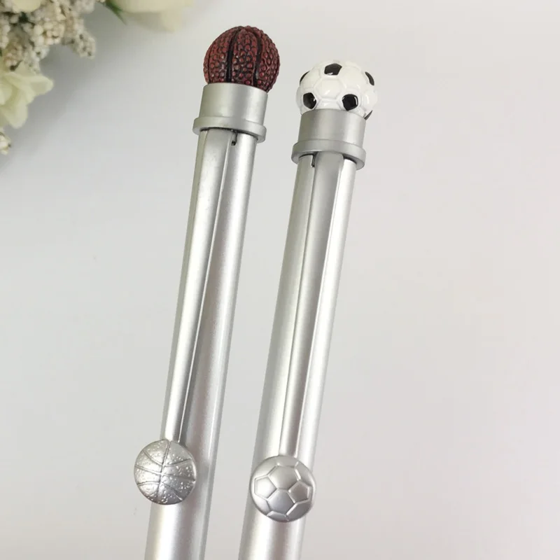 ACMECN Cute Sports Ball Pen with Football Design Soft Rubber Grip Twist Mechanical Silver Basketball Pattern Ballpoint Pens