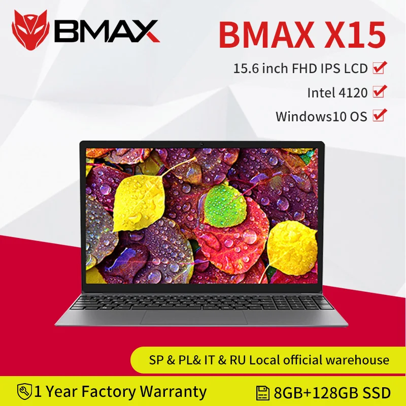 BMAX X15 portátil Intel lago Géminis N4120 15,6 pulgadas Intel UHD gráficos 600 8GB LPDDR4 RAM 128GB SSD windows10 Notebook