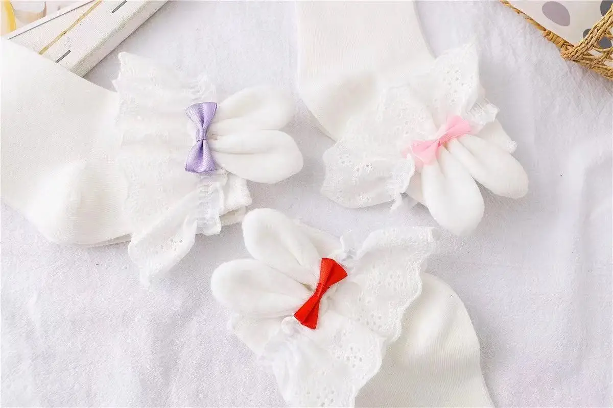 Cosplay&ware Pink Girls Kawaii Lolita Socks Cute Rabbit Ears Bowknot Japanese Gothic Lace Ruffles Stocking Cotton Cosplay -Zentai shop online Hf5ef13e61e6941b89f642ece7f312d9bk.jpg