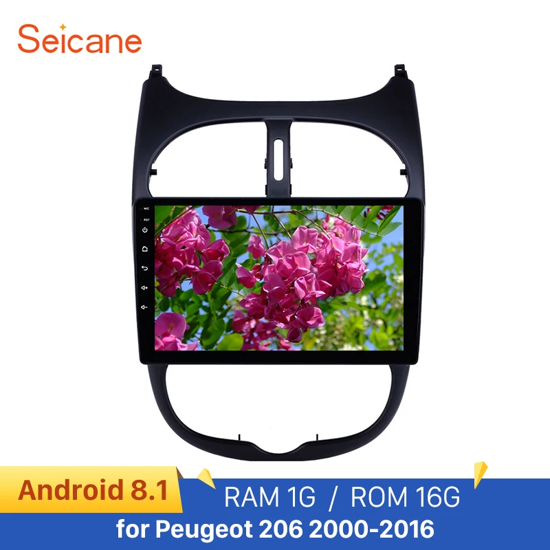 

Seicane 9'' Audio AUX GPS Autoradio HD Touchscreen Android 8.1 Car Radio for Peugeot 206 2000-2016 WIFI support Carplay DAB+