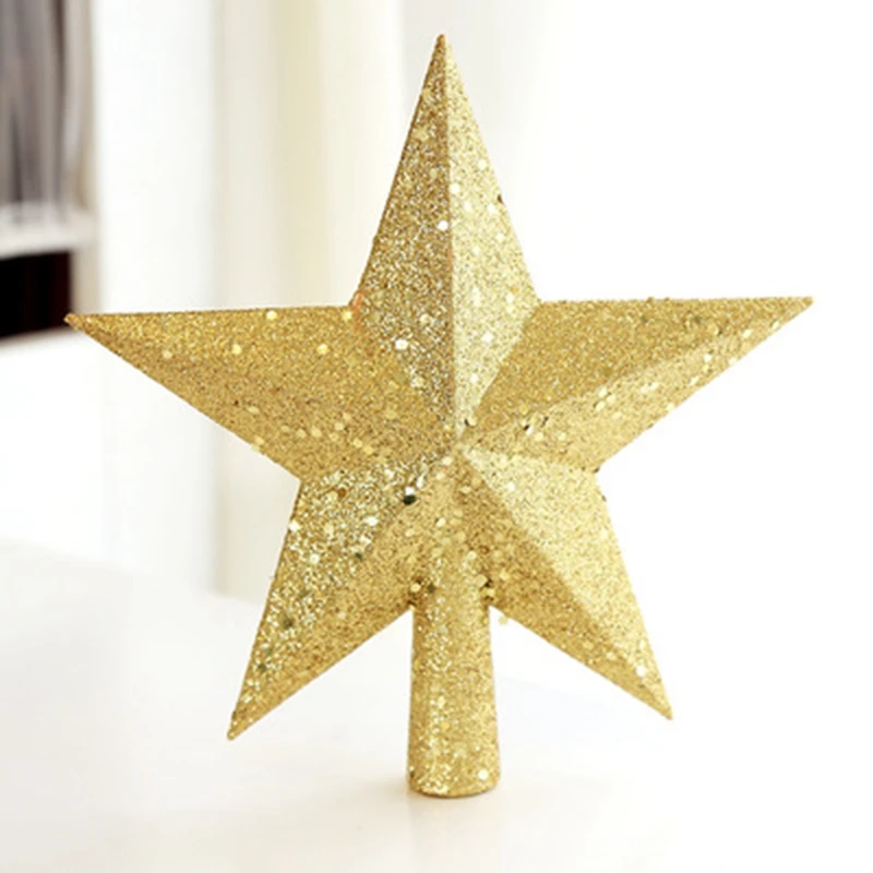 Christmas Tree Top Pink Sparkle Star Glittering Topper Ornament For Store Home Decoration - Цвет: C