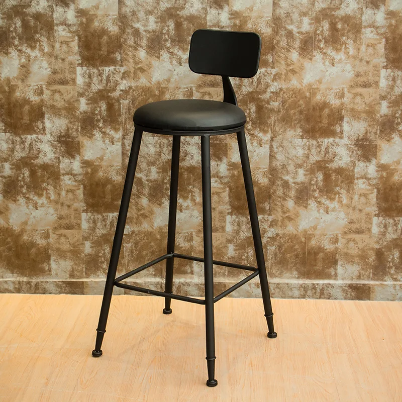 

Retro Wrought Iron Cafe Bar Table and Chair Combination American Milk Tea Shop Small Round Table Bar High Stool High Chair