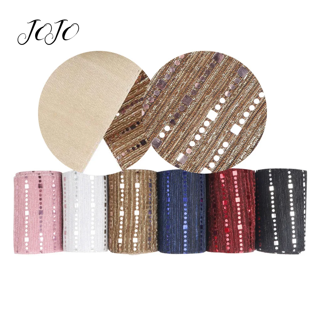 

JOJO BOWS 75mm 2y Sequin Ribbon For Craft Solid Embossed Stripes Holiday Party Decoration DIY Hair Bow Apparel Sewing Materials