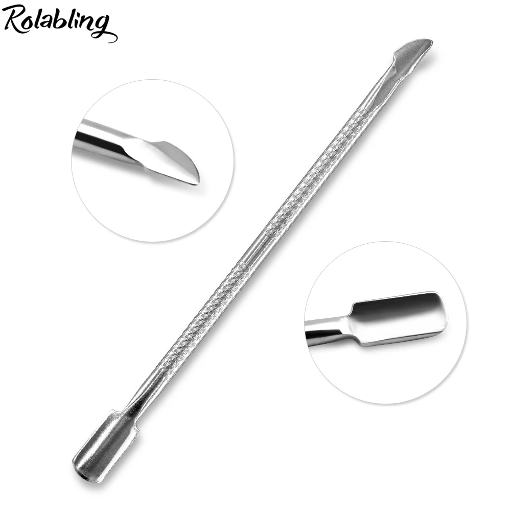 Rolabling 1 шт. из нержавеющей стали двойная головка ложка-Толкатель для удаления омертвевшей кожи триммер для маникюра Уход за ногтями Инструменты для педикюра