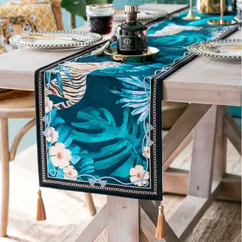 

Luxury American Table Runner With Tassels Double-layer Cotton Runner For Dining Decor Table Cover Tablecloth camino de mesa