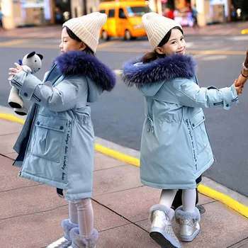 

Russian Winter Jacket For Girls Winter Coats Kids Down Jackets Warm Fur Hooded Outerwear Coat 3-14 Years Kids Teenage Girl Parka