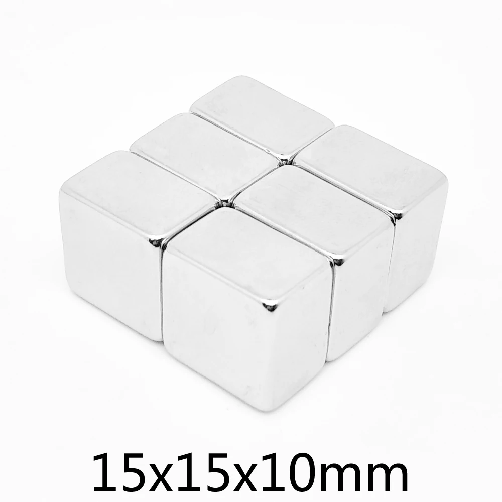 2 5 10 15 20 30PCS 15X15X10 mm Block Search Magnet Sheet N35 Rectangular Permanent Neodymium