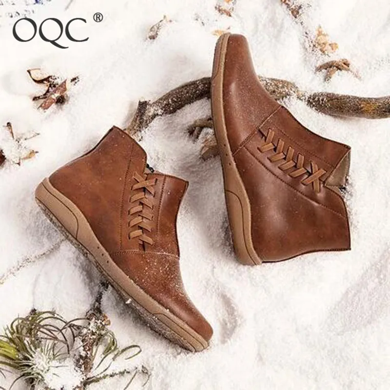 

Women Zipper Ankle Boots Retro Round Toe Boots Casual Flat Boots New Fashion Warm Ladies Shoes Walking Shoes D30